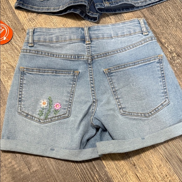 Wonder Nation Floral Embroidered Denim Shorts - Dark Blue and Light Blue - Picture 6 of 15